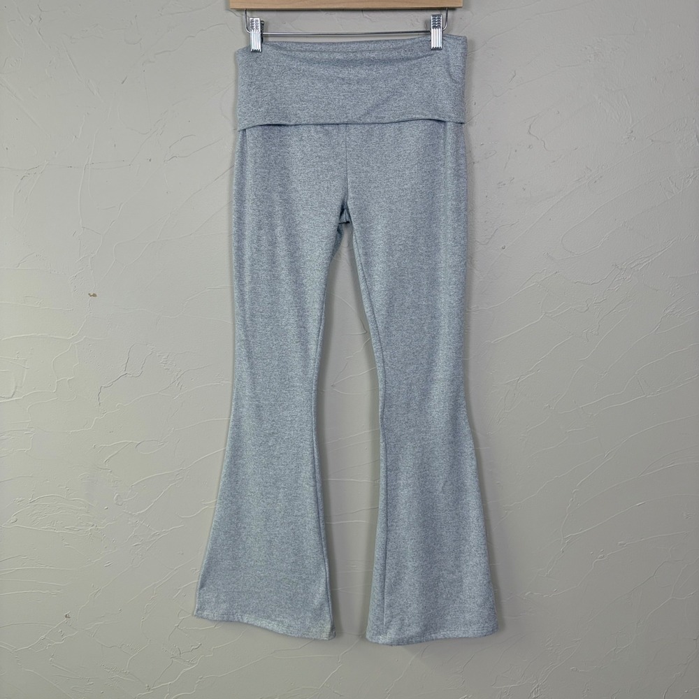 Y2K Baby Phat Low Rise Flare Yoga Pants Foldover Waist McBling Women Medium Grey